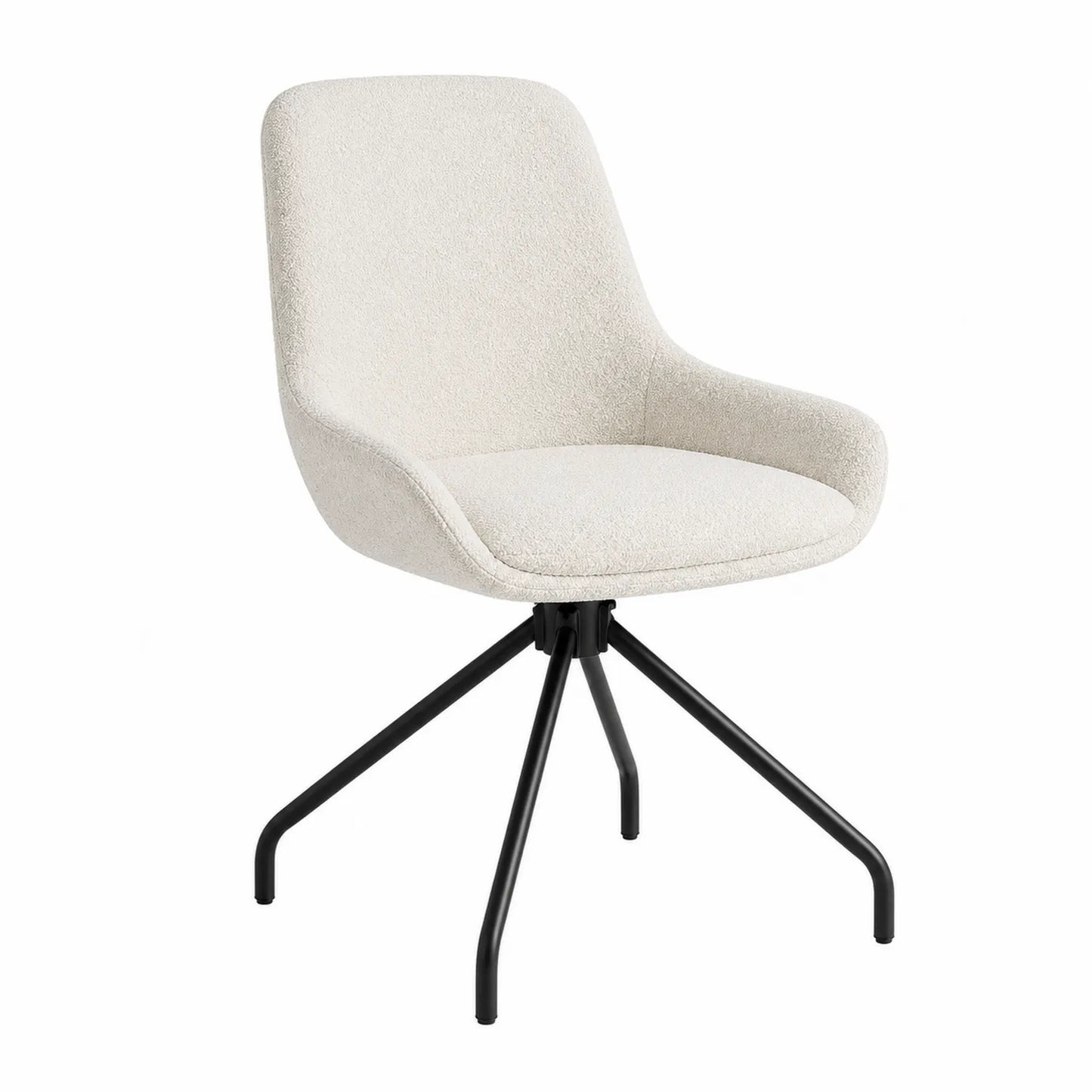 Chaise pivotante en tissu bouclette blanc avec pieds en métal