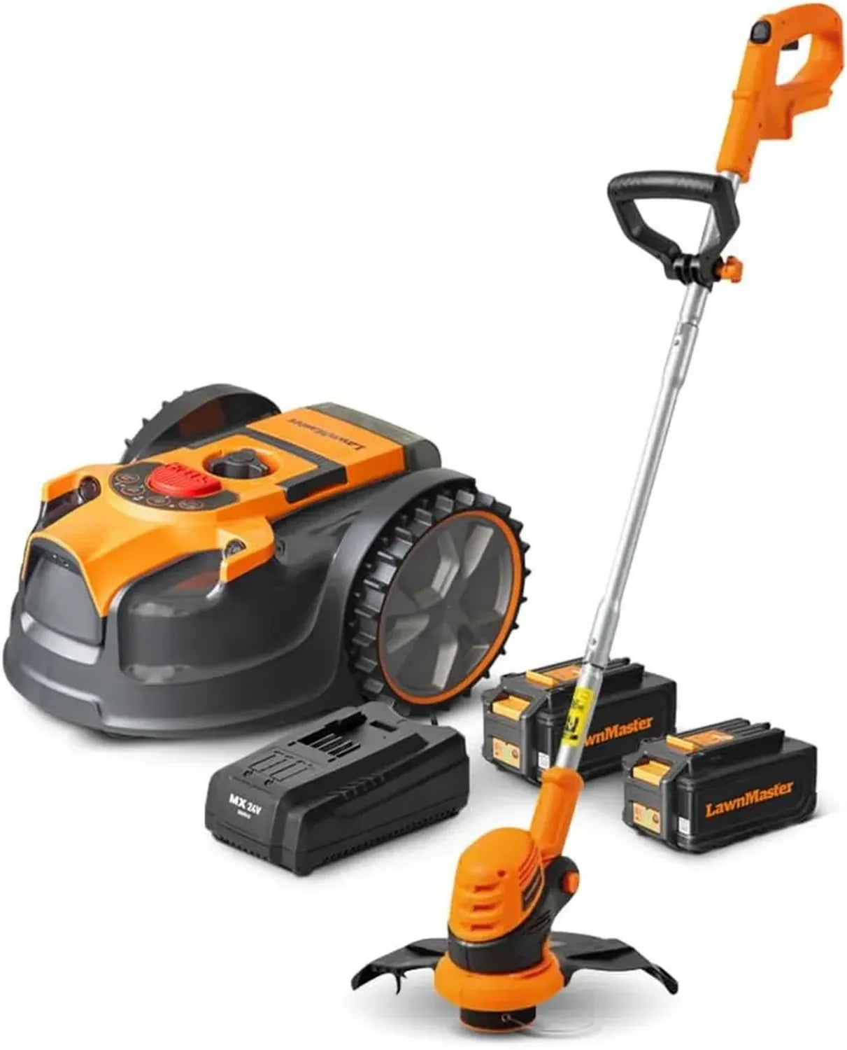 Robot Tondeuse Autonome 24V avec Coupe-bordures et Batteries Incluses