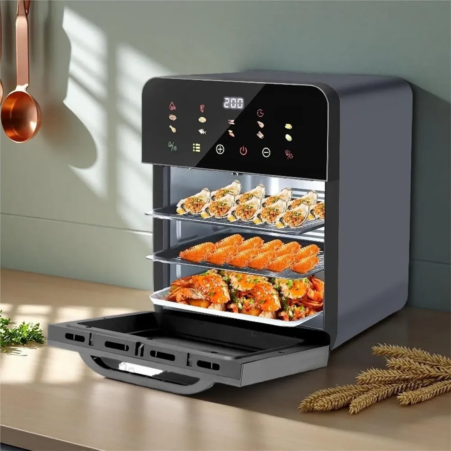 Four à air chaud numérique 10L, écran tactile, 1350W, cuisson sans huile