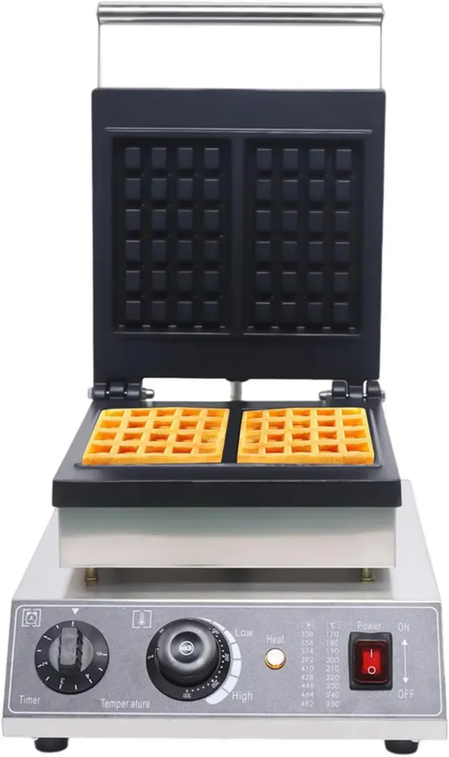 Gaufrier Professionnel 2000W avec Revêtement Antiadhésif, Acier Inoxydable, Contrôle Température et Temps, Idéal pour Restaurants et Snacks