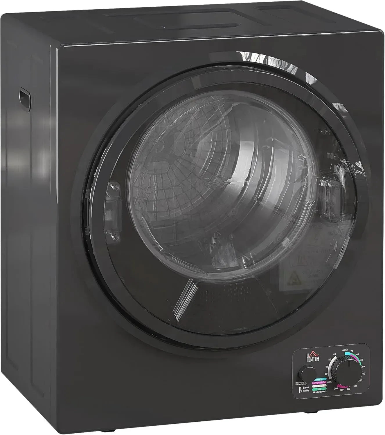 HOMCOM Sèche-linge Électrique Portable 850W, 4kg, Inox, 4 Modes, 2 Températures, Murale, Noir