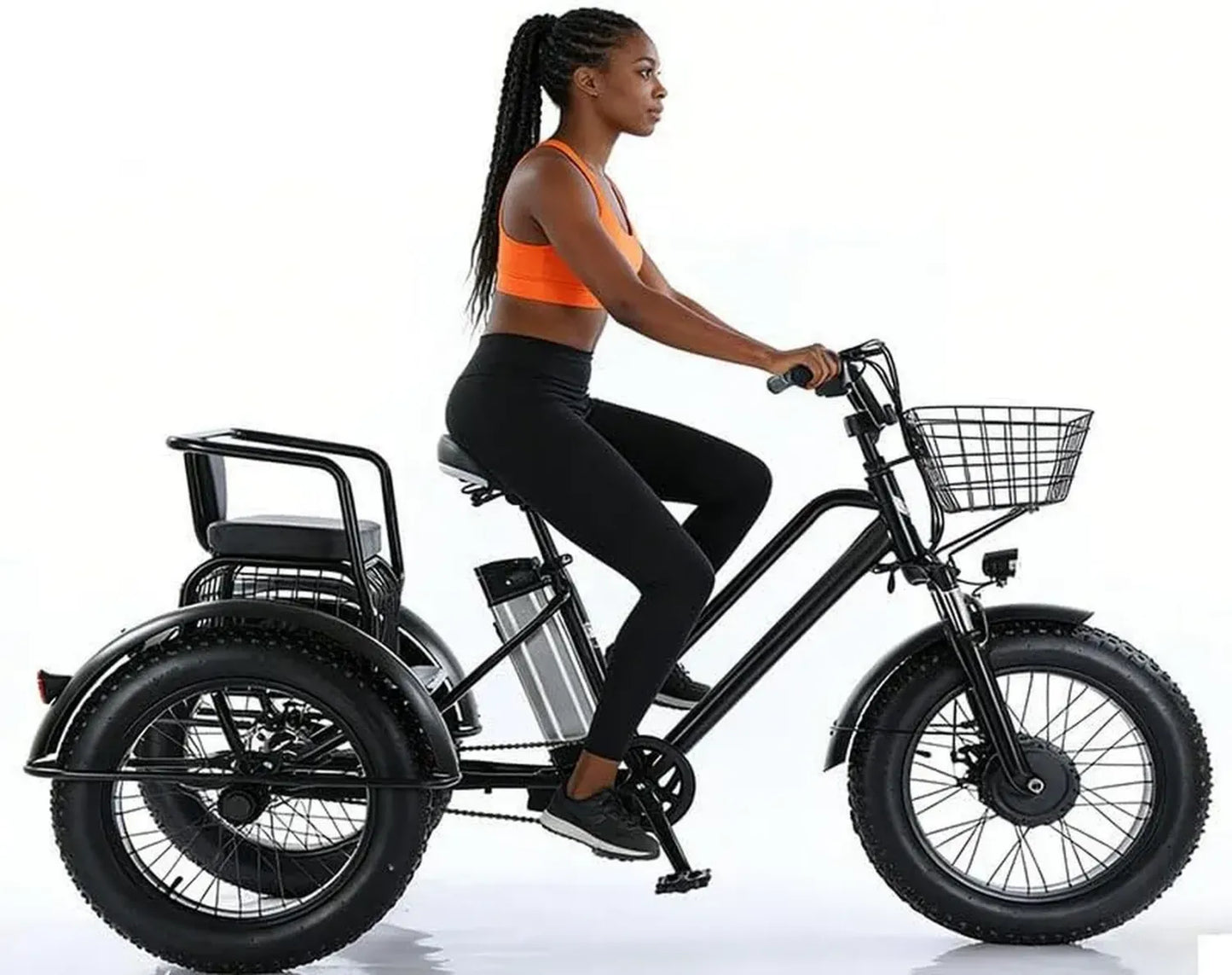 Tricycle Électrique Adulte 500W Pliable, Pneus Larges, Batterie 48V