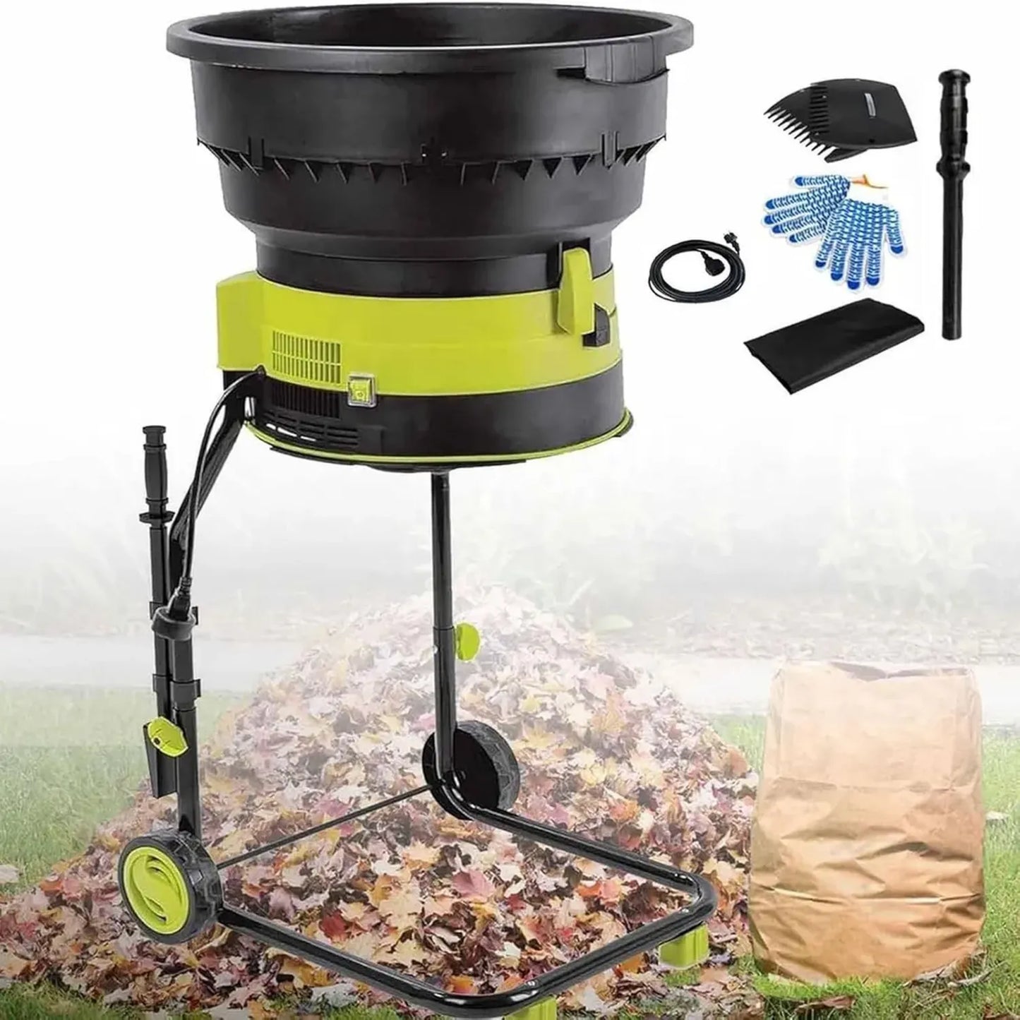 Aspirateur souffleur broyeur électrique 2500 W, 8000 tr/min, avec sac de rangement, rapport de broyage 17:1, design compact pour entretien du jardin