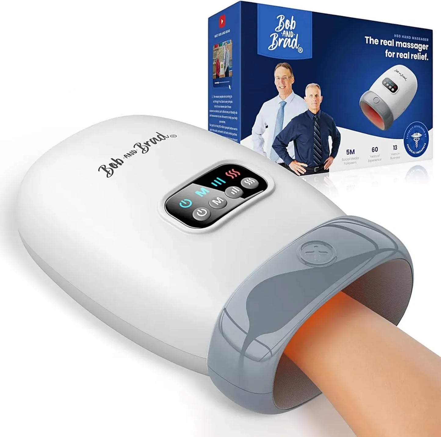 Appareil de Massage des Mains Chauffant BOB AND BRAD H60, Sans Fil et Compressif, Soulagement Arthrite et Canal Carpien, 3 Modes, Cadeau Idéal