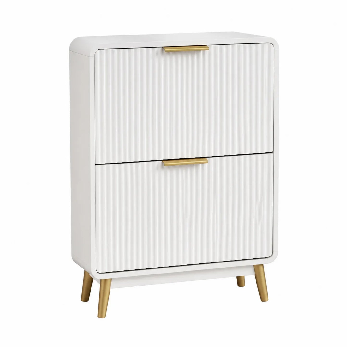 Meuble à chaussures vertical en bois avec pieds en métal doré, 60cm x 30cm x 90cm