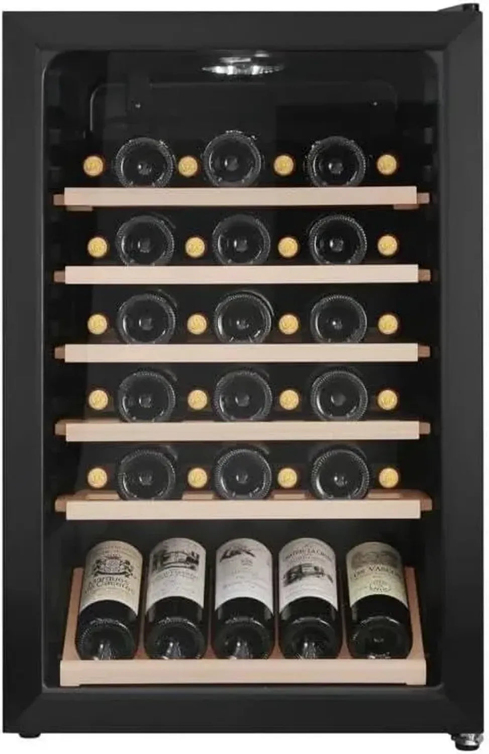 Cave à vin autonome Polar Collection 49, noir, 45 bouteilles, avec 6 étagères en bois