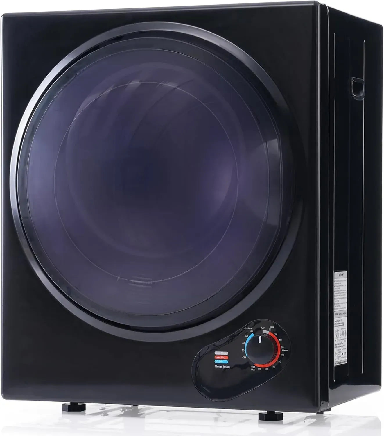 Sèche-linge mural 2,5 kg avec minuterie 200 min, chauffage céramique PTC, tambour inox, double filtration, porte 180°, sécurité surchauffe, ventilation externe, commande frontale facile (Noir)