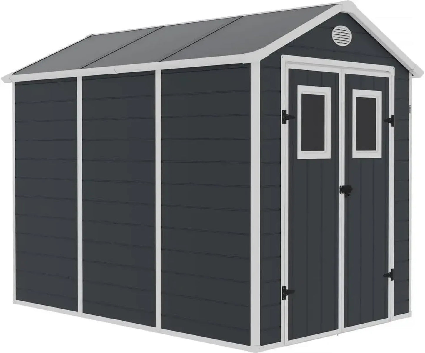 Abri de Jardin en Résine Anthracite 5,23 m² avec Ancrages Anti-UV