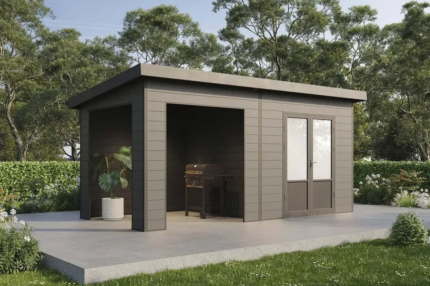 Abri de Jardin WPC Tona 5024 en Anthracite, 28 mm, Finnhaus Wolff