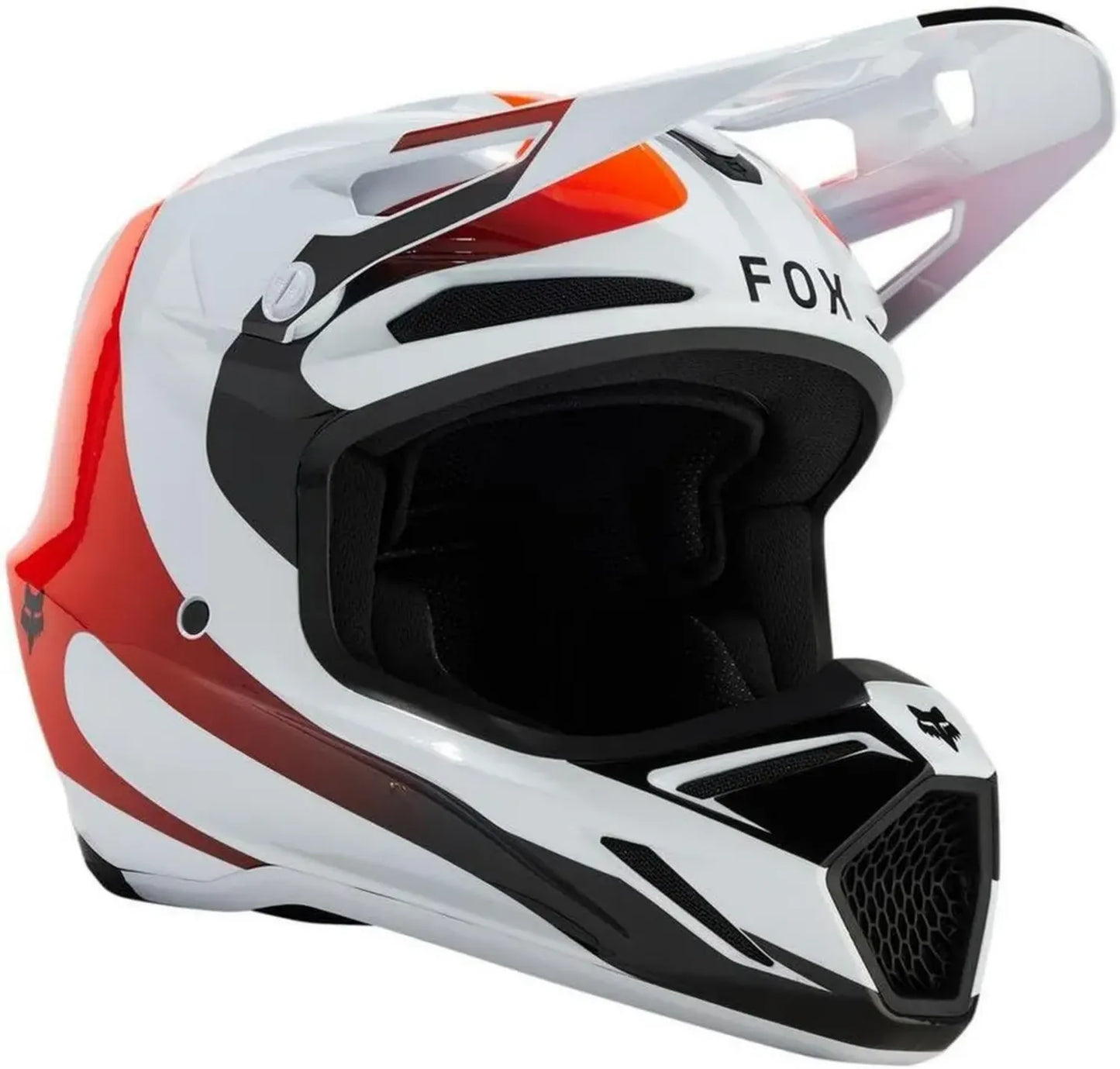 Casque de Moto Fox V3 pour Homme, Blanc et Rouge, Taille L