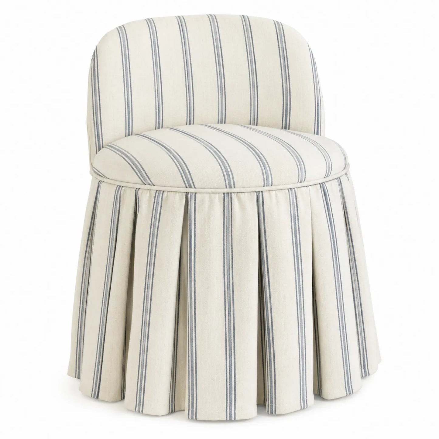 Chaise de salon en tissu rayé bleu et blanc