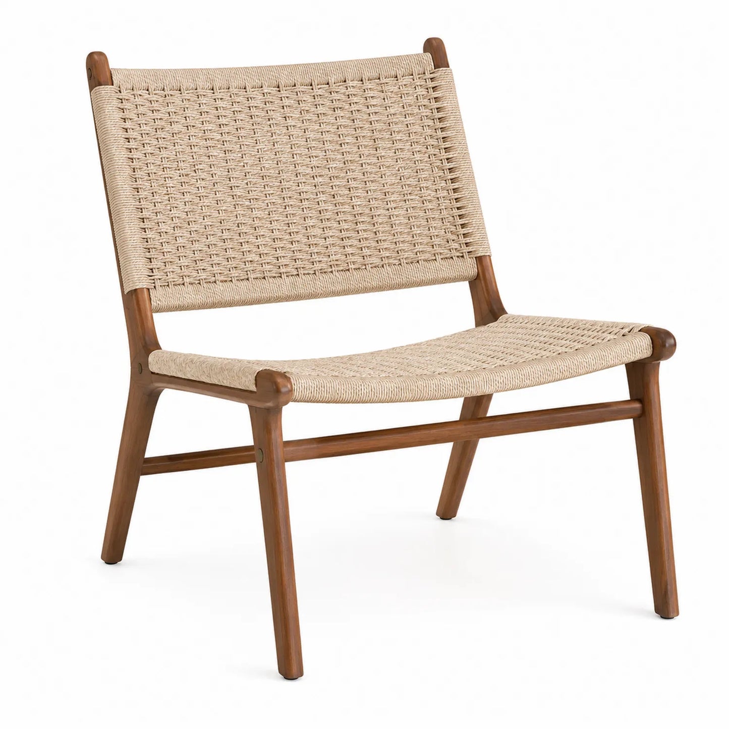 Chaise en bois et rotin beige