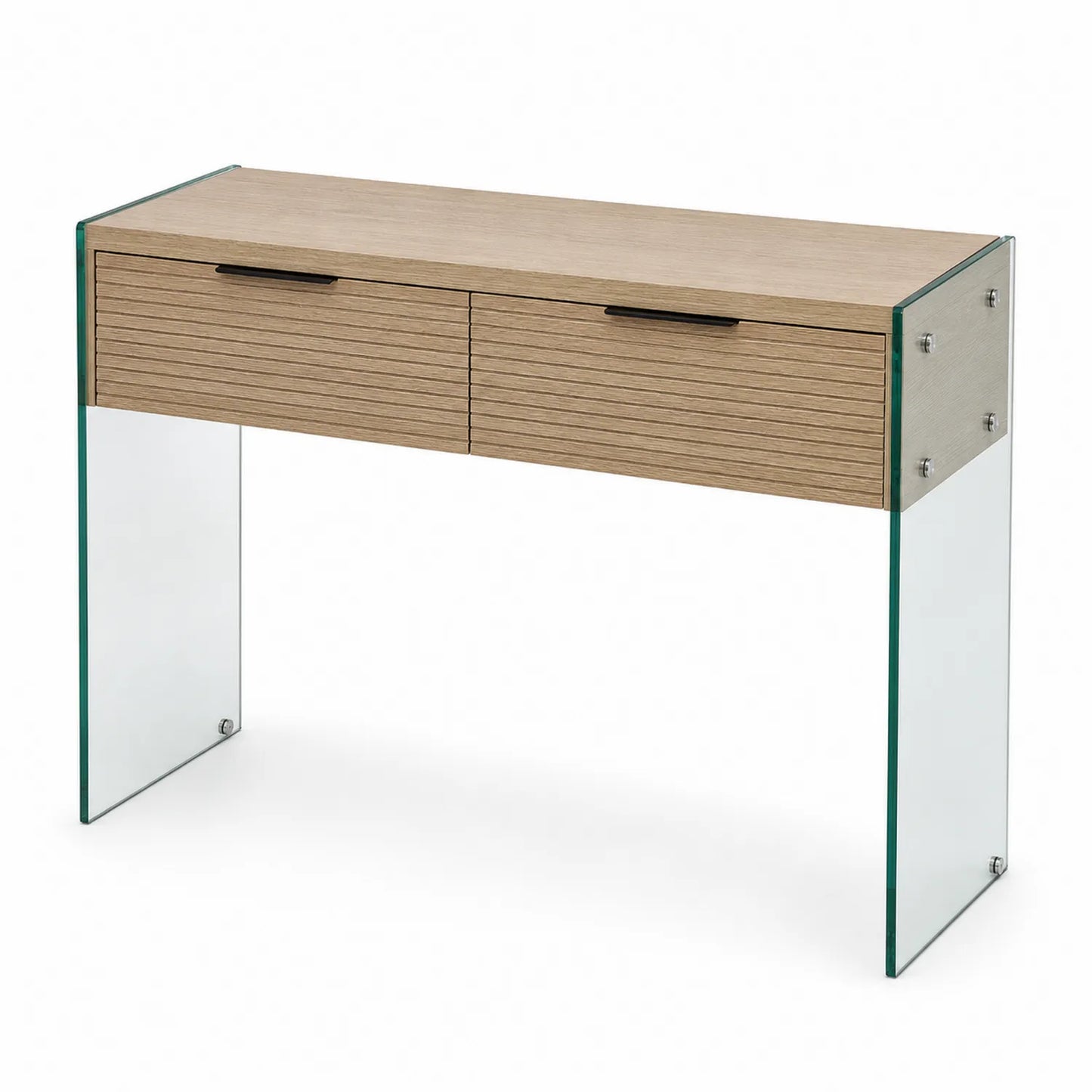 Table de Maquillage en Bois avec Pieds en Verre Trempé