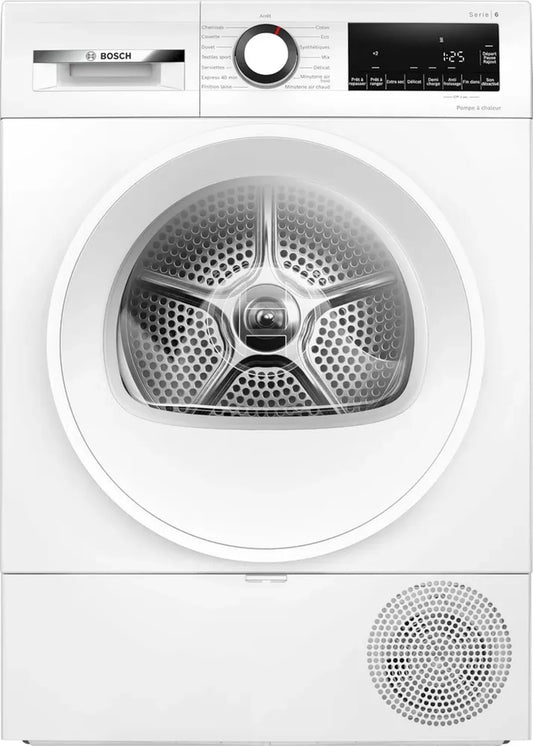 Sèche-linge Bosch Série 6, 9 kg, Pompe à chaleur, Blanc