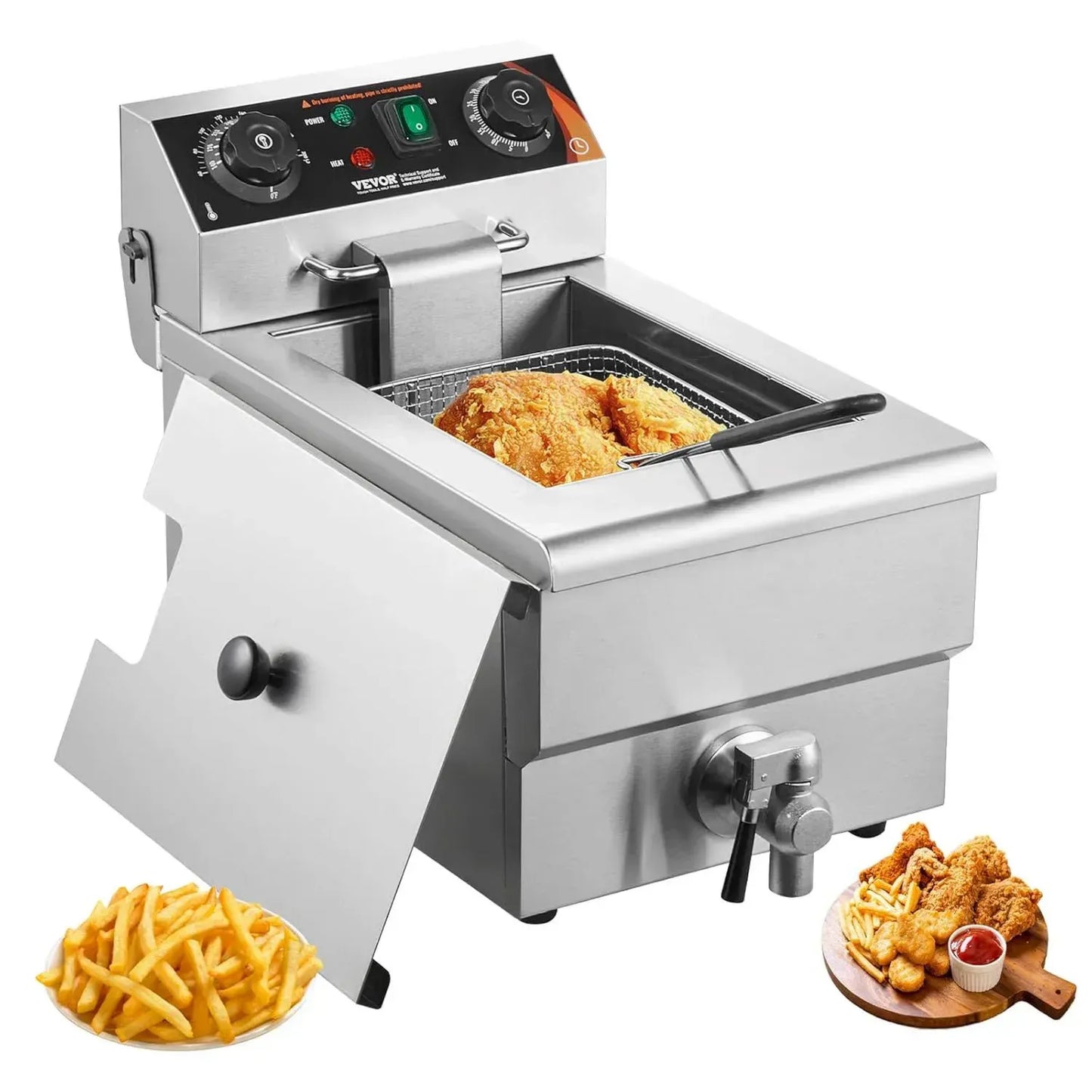 Friteuse Électrique 3000 W en Acier Inoxydable 9 L pour Restaurant avec Contrôle Temporel et Thermique