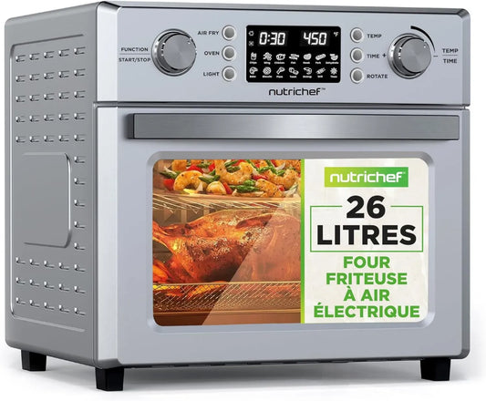 Four Friteuse à Air 26L avec Rôtissoire et 10 Programmes, 1700W