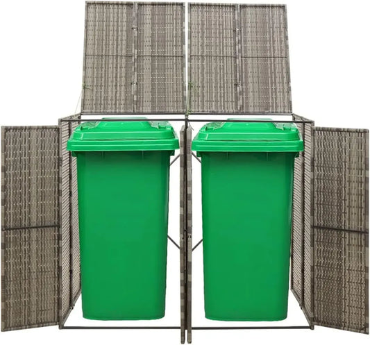 Cabane en Résine pour Poubelle de Jardin 140x80x117 cm, Gris