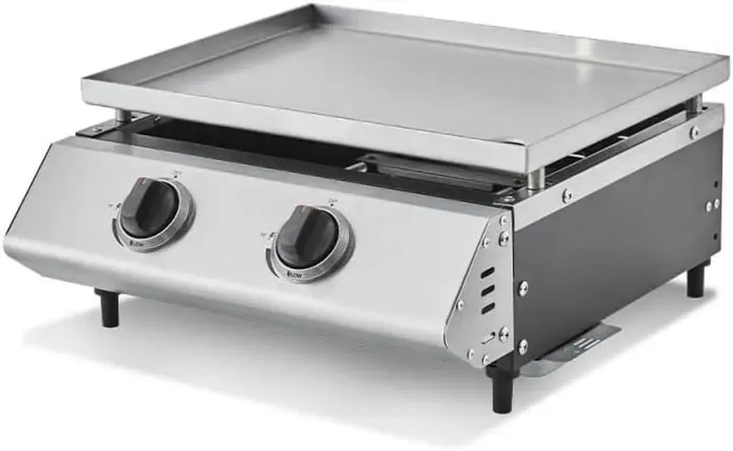 Plancha à gaz Cadix 2 brûleurs - Acier inoxydable - 6,3 kW - Tiroir à graisse intégré - Pour 6 personnes