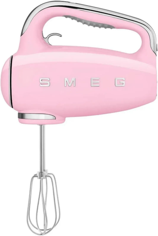 Batteur Électrique Smeg 250W, 9 Vitesses, Turbo, Démarrage Progressif, Accessoires Inclus, Couleur Rose