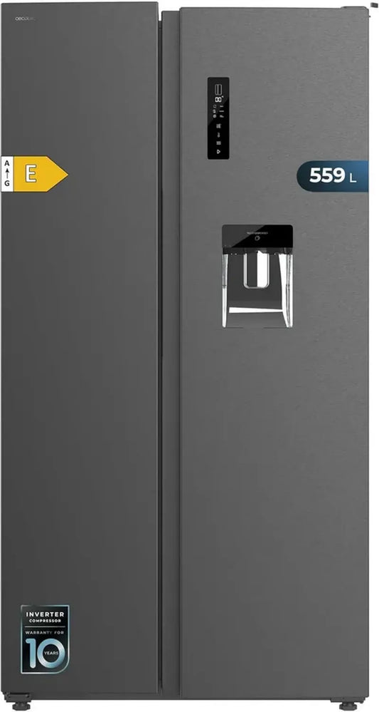 Réfrigérateur Américain Cecotec Bolero 559L, 177x90 cm, Classe E, Système Multi Air Flow, Total No Frost, Moteur Inverter Plus