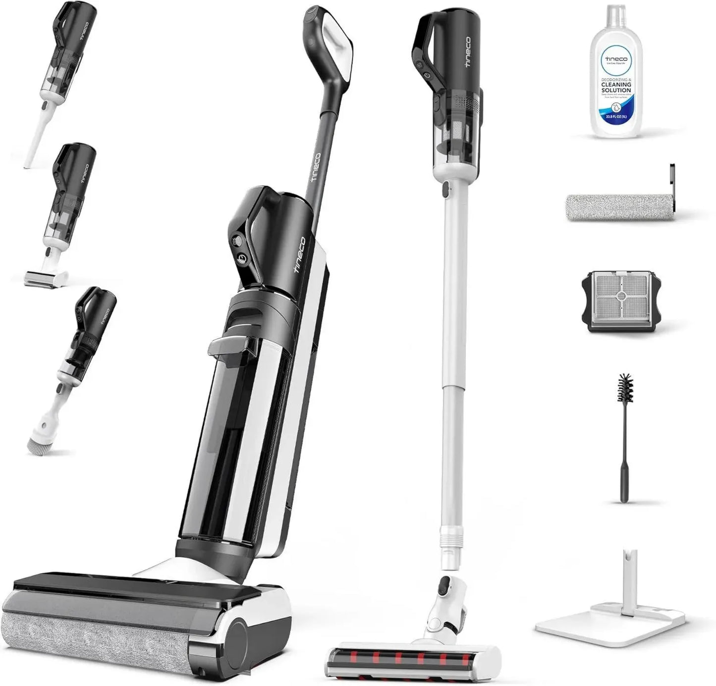 Tineco S5 Combo Aspirateur Intelligent 5-en-1 avec iLoop, Ultra Silencieux pour Animaux et Sols Durs, Écran LED, Wi-Fi