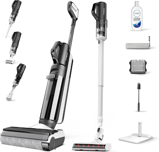 Tineco S5 Combo Aspirateur Intelligent 5-en-1 avec iLoop, Ultra Silencieux pour Animaux et Sols Durs, Écran LED, Wi-Fi
