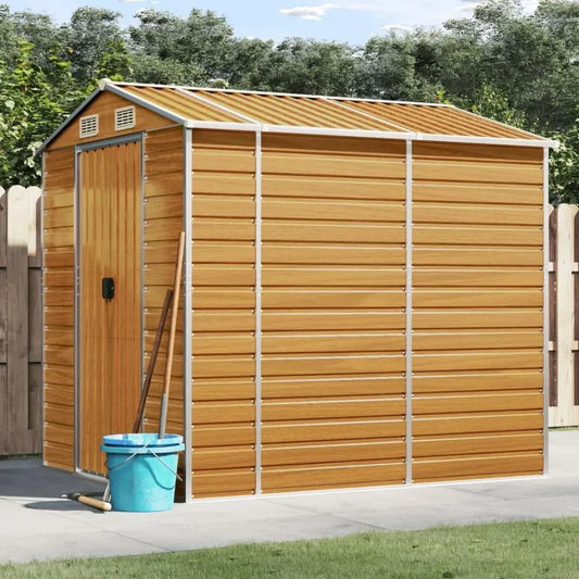 Abri de Jardin en Acier Galvanisé 191 x 215 x 198 cm, Marron Clair, 60 kg