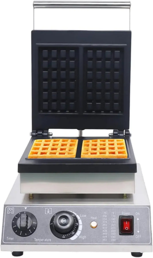 Gaufrier Professionnel 2000W avec Revêtement Antiadhésif, Acier Inoxydable, Contrôle Température et Temps, Idéal pour Restaurants et Snacks
