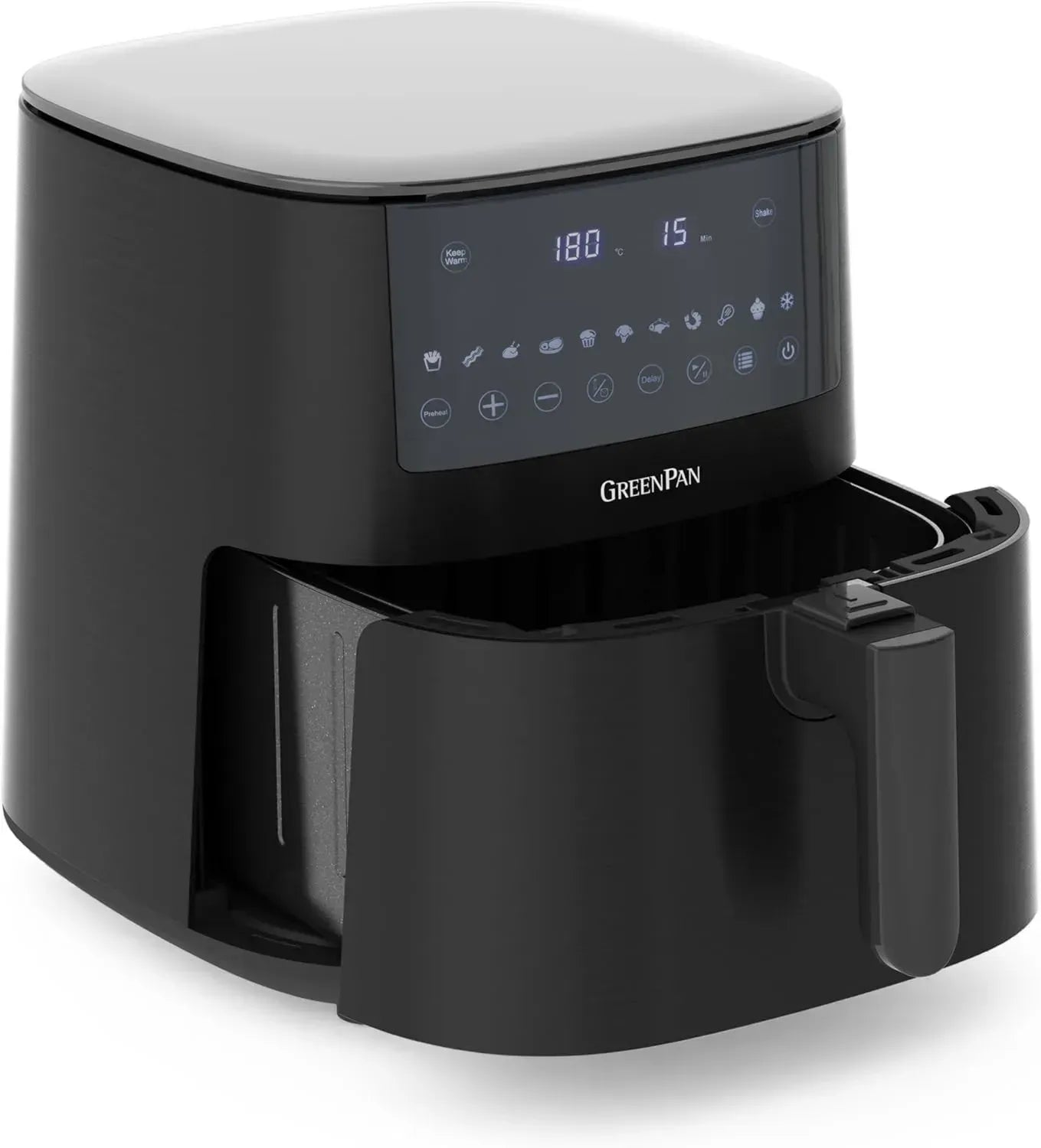 GreenPan Bistro Airfryer XL 11 en 1, 7,2L, Friteuse à air multifonction sans huile, Revêtement céramique antiadhésif sans PFAS, Chauffage rapide, Écran LED, Sécurité poignée froide, Fonction arrêt automatique, Noir