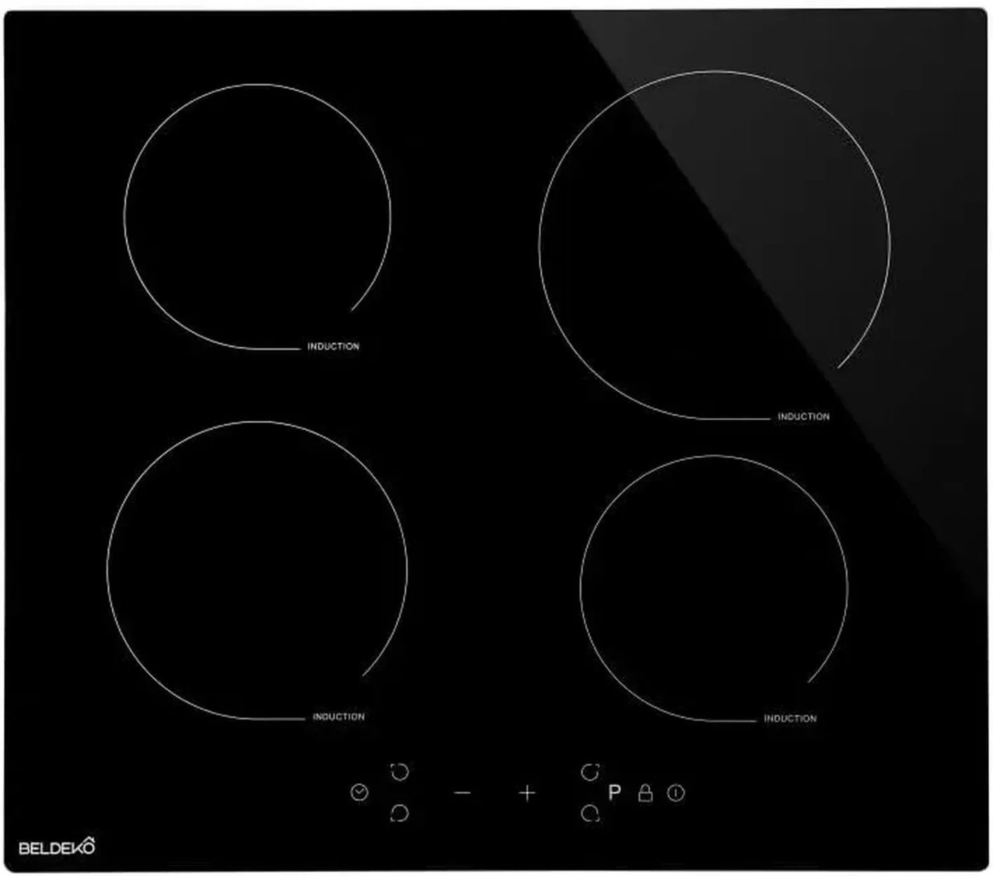 Plaque à Induction Encastrable BELDEKO 4 Zones - 7500W avec Boosters - Robuste et Sécurisée - Minuteur, Commandes Tactiles, Système Anti-Débordement, 9 Niveaux