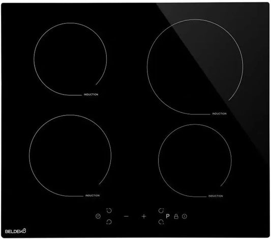 Plaque à Induction Encastrable BELDEKO 4 Zones - 7500W avec Boosters - Robuste et Sécurisée - Minuteur, Commandes Tactiles, Système Anti-Débordement, 9 Niveaux