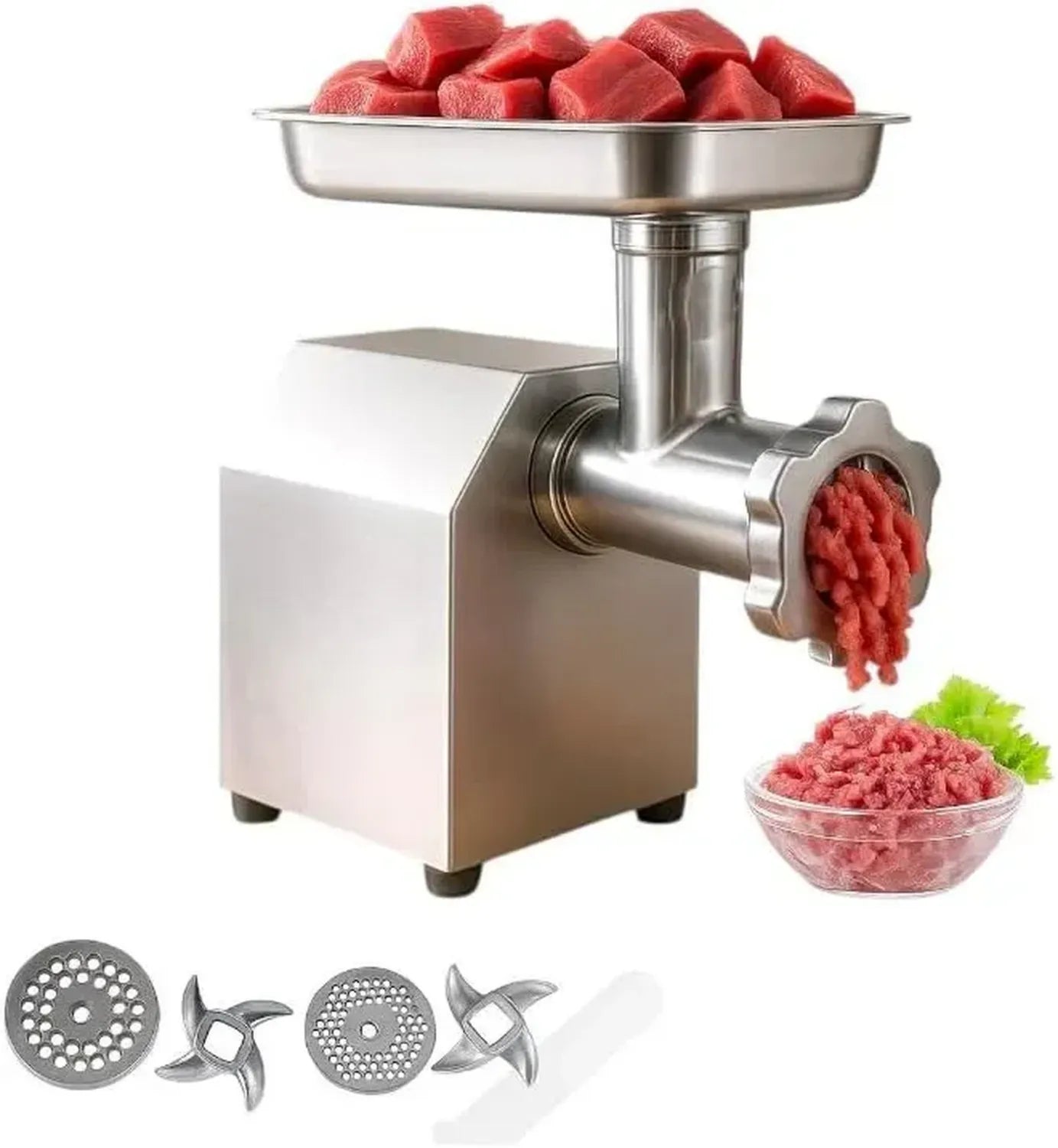 Hachoir à Viande Électrique 850W - Débit 120 kg/h - Lame Acier Inox - Grilles Ø70 mm - Facile à Nettoyer