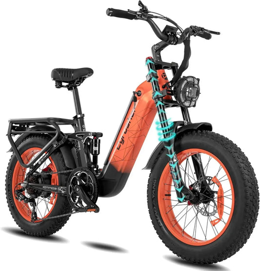 Vélo Électrique Aluminium 20 Pouces, 250W 48V, Autonomie 120km, Suspension Air, Freins Disque, 7 Vitesses