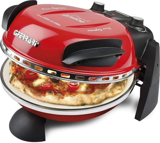 Four à Pizza G3 Ferrari Pizza Express Delizia 1200 W, Température Jusqu'à 400°C, Prêt en 5 Minutes, Recettes Incluses, Couleur Rouge