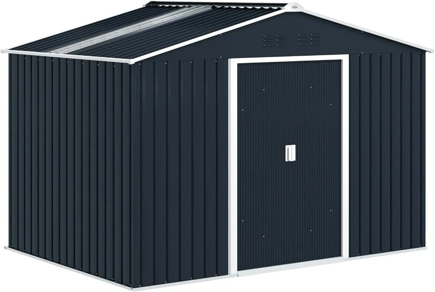 Abri de Jardin XXL en Acier Galvanisé 5.4 m² avec Fondations et Toit en Fibre de Verre - Portes Coulissantes et Ventilations