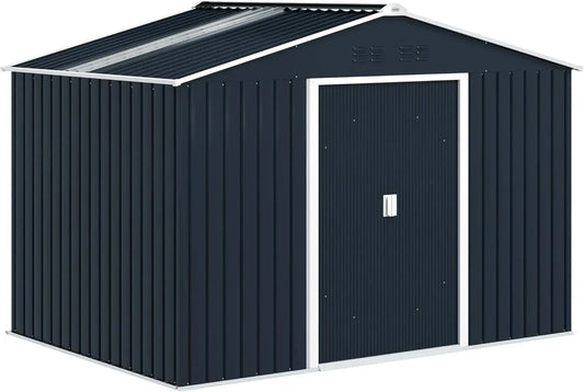 Abri de Jardin XXL en Acier Galvanisé 5.4 m² avec Fondations et Toit en Fibre de Verre - Portes Coulissantes et Ventilations