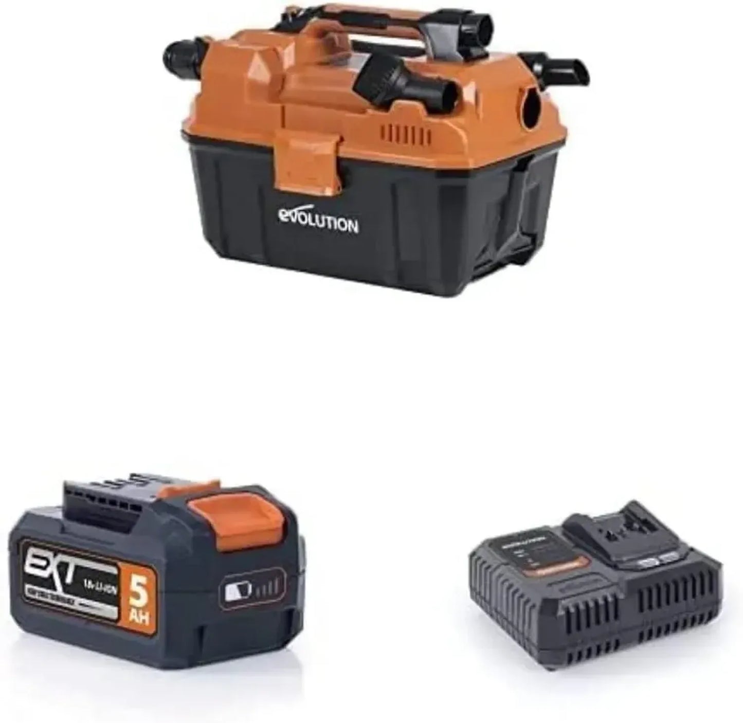 Aspirateur Sans Fil Sec/Humide Evolution Power Tools avec Batterie 5 Ah et Chargeur