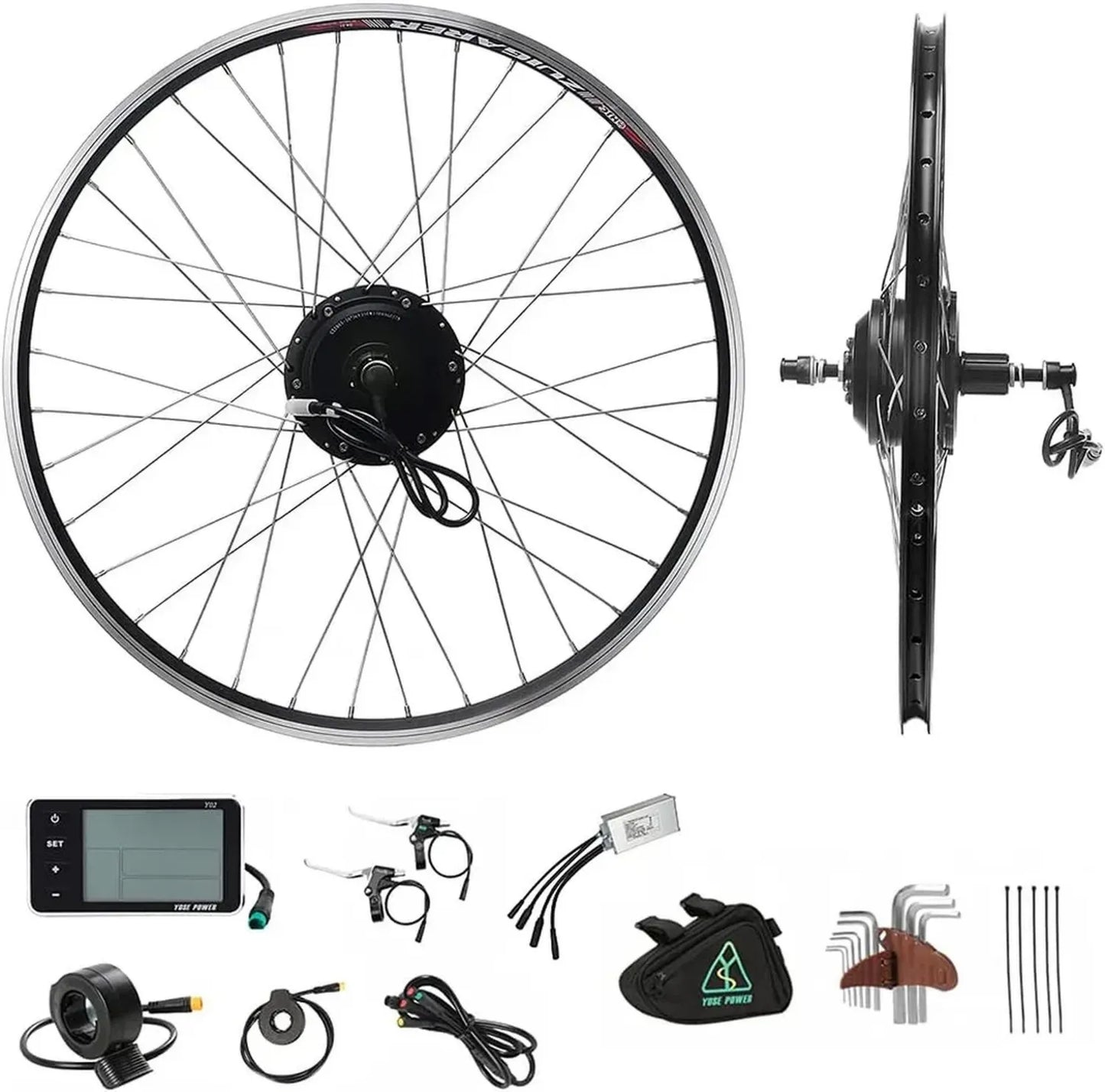 Kit de Conversion E-Bike YOSE POWER 36V 350W pour Roue Arrière 700C avec Affichage LCD