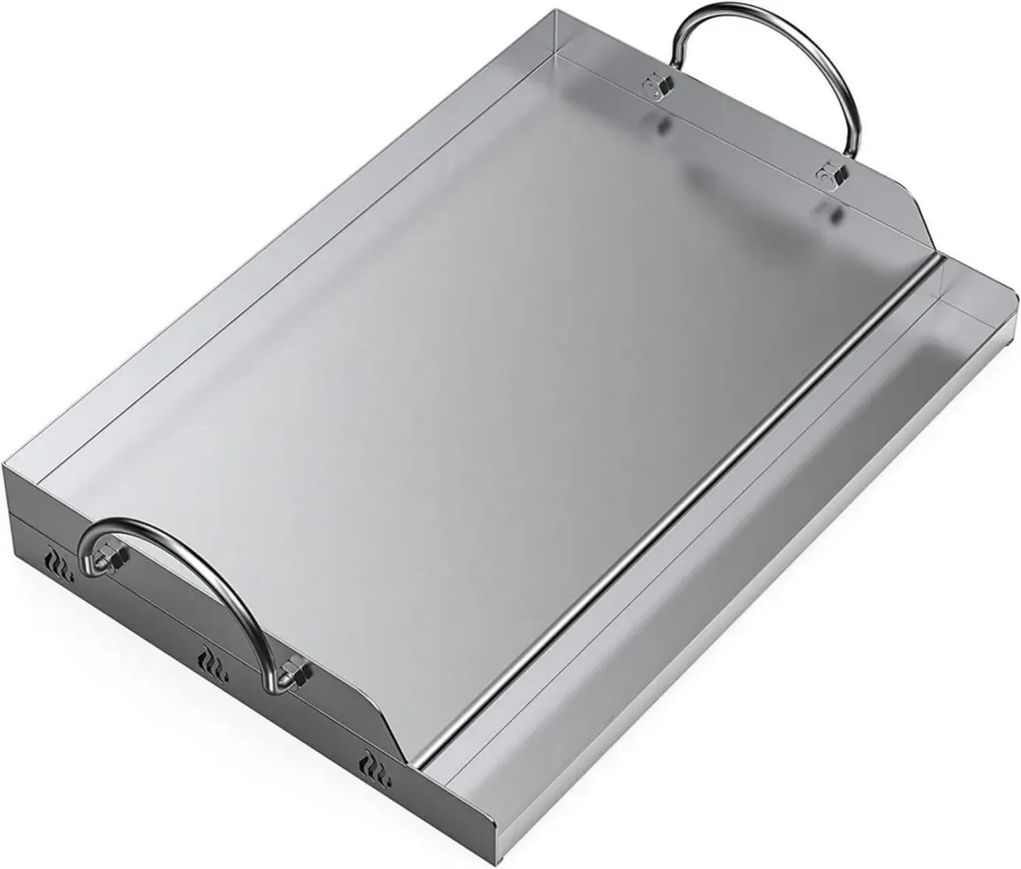 Plaque Plancha Universelle en Inox 58,4x40,6cm pour Barbecue à Gaz et Charbon avec Poignée