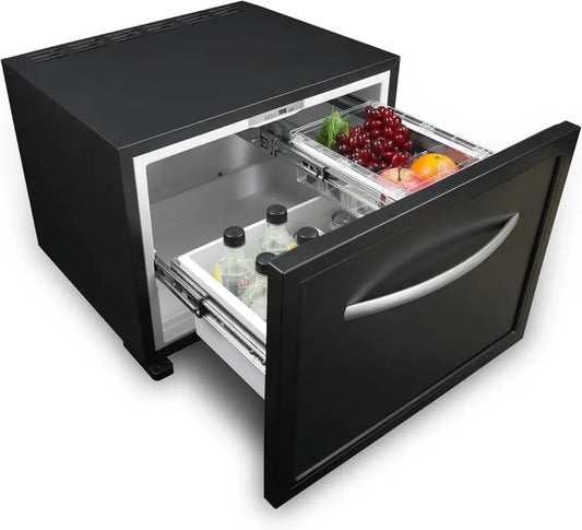 Réfrigérateur à Tiroir 45L, Silencieux 12V/220V pour Camping-Car et Maison, Température 0-15°C, Couleur Noire