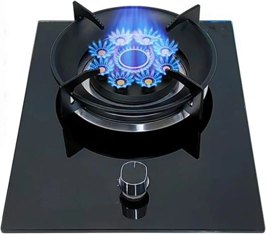 Réchaud à Gaz 5,2 kW, Verre Trempé et Grille en Fonte, Sécurité Anti-Flammes