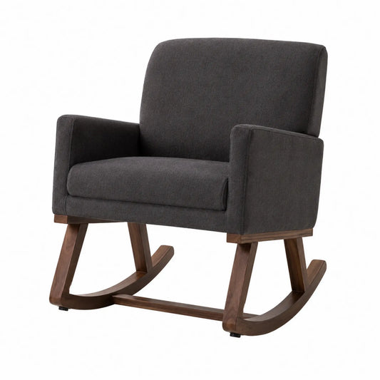 Fauteuil à bascule en tissu avec structure en bois
