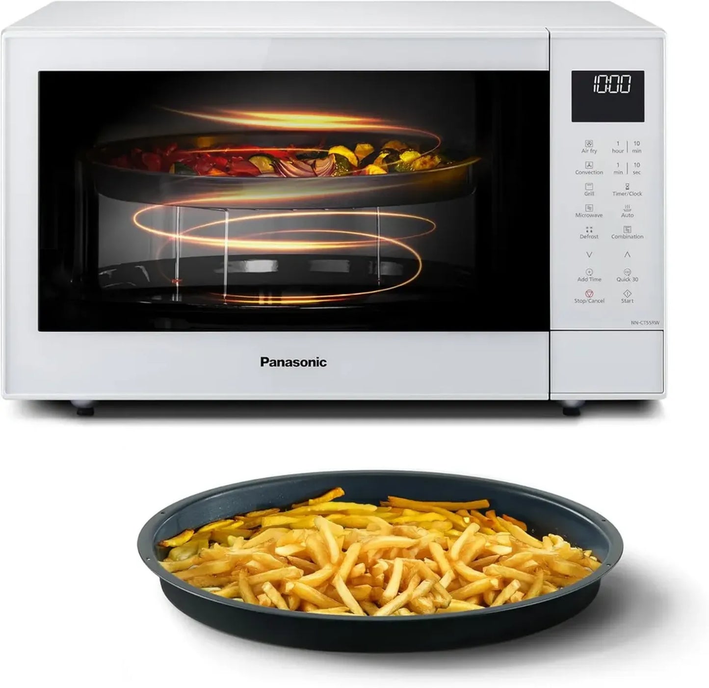 Panasonic NN-CT55RWEPG Micro-Ondes 4-en-1 27L avec Air Fryer, Inverter 1000W, Grill 1300W, Convection, 19 Programmes, Blanc