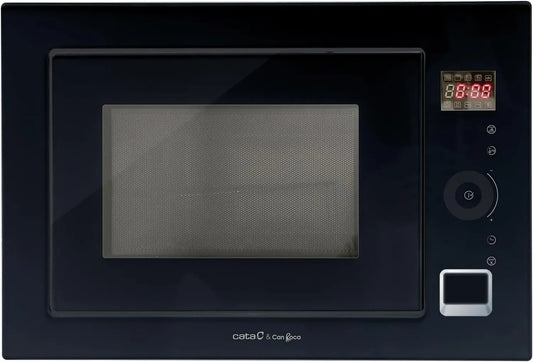 Micro-ondes Encastrable Noir 25L avec Gril 1000W, 5 Niveaux de Puissance, Minuteur 95 min