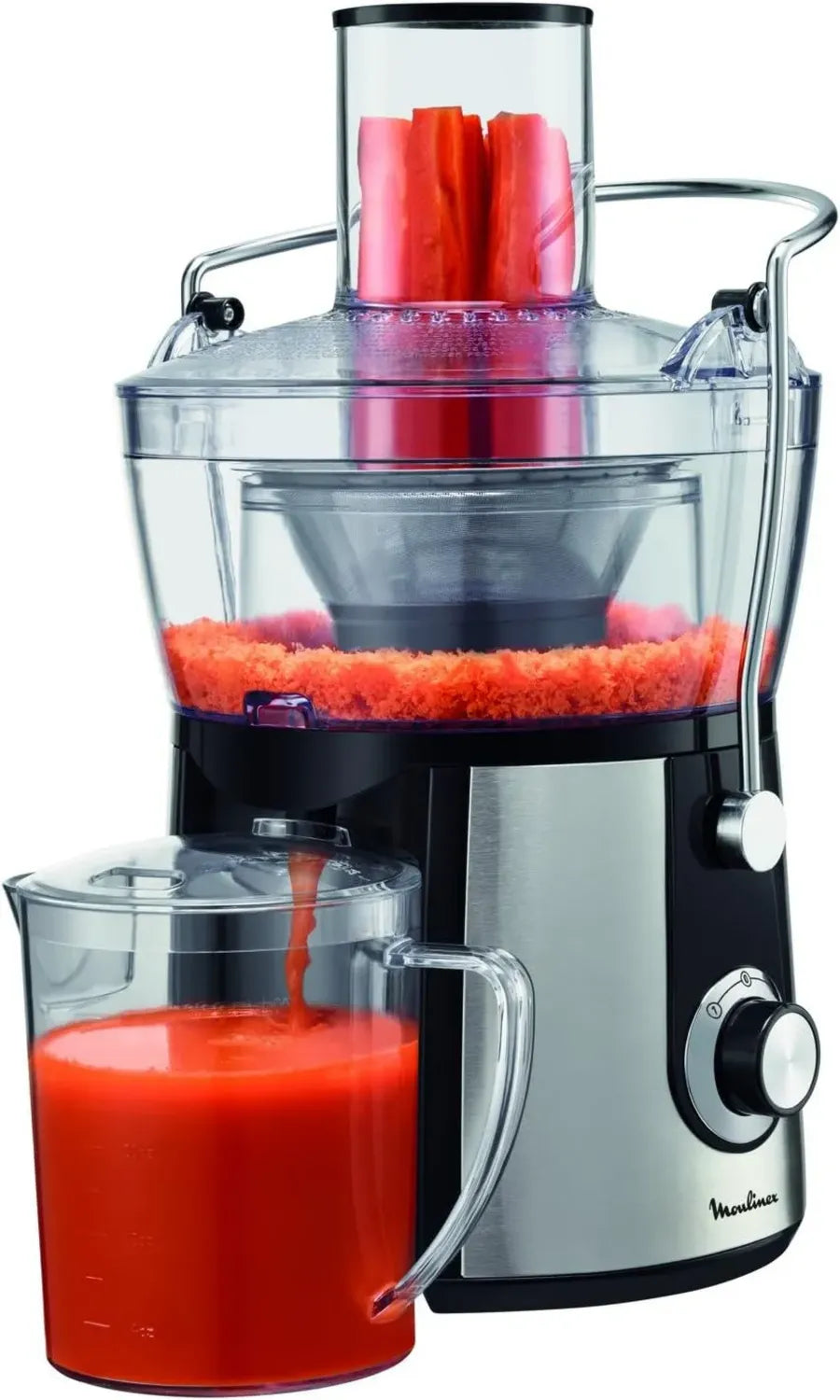 Moulinex Extracteur de Jus Express 800W, 0,8L, Acier Inoxydable Noir