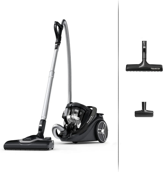Aspirateur Rowenta Sans Sac, Silencieux 59 dB, Écoénergétique, Filtration Haute Performance, Portée 12m, Fabriqué en France