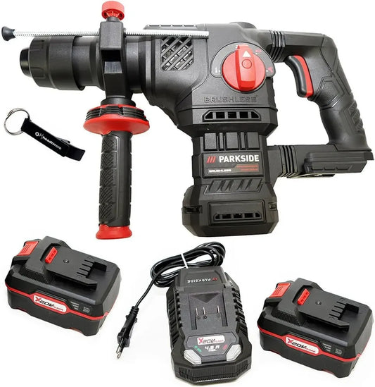 Marteau Perforateur Sans Fil 20V PARKSIDE PERFORMANCE + Porte-clés, Batterie 4Ah Inclus