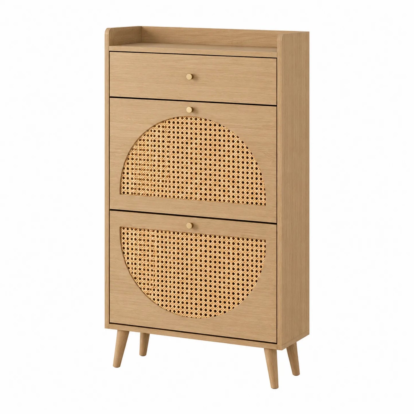 Armoire à chaussures en bois et rotin avec tiroir 120 cm x 80 cm x 30 cm