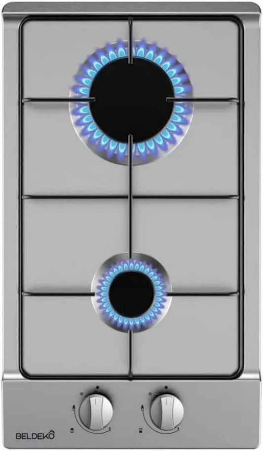 Plaque de cuisson à gaz 2 foyers en inox - 3000W - Compatible gaz de ville et bouteille