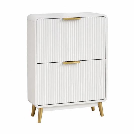 Meuble à chaussures vertical en bois avec pieds en métal doré, 60cm x 30cm x 90cm